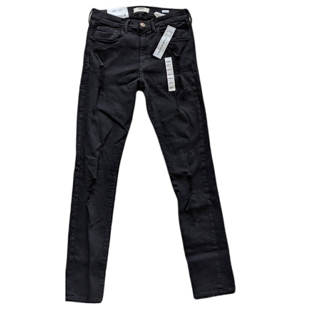 NWT DENIM GOLD black high rise distressed jeans size 28x32